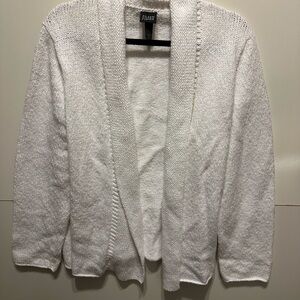 Eileen Fisher White Open-Front Knit Cardigan organic cotton